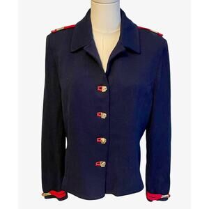 St. John Santana Knit Blazer Jacket Size 10 Nautical Epithets Luxury Old Money